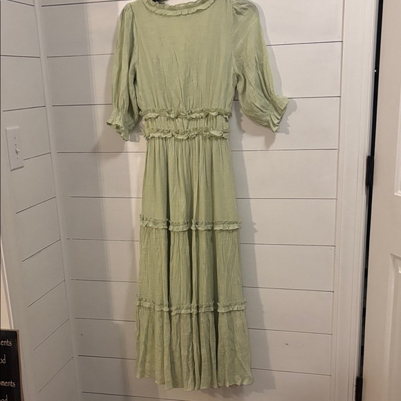 Sage Green Ruffle Maxi Dress Size S - Picture 6 of 6